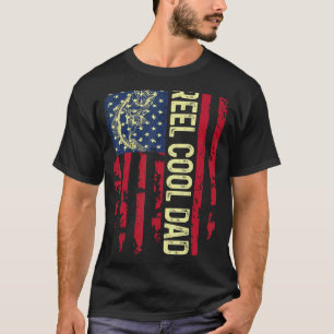 Mens Usa Patriotic Reel Cool Dad For Best Daddy Fa T-Shirt
