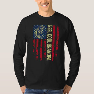 Mens Usa Patriotic Reel Cool Grandpa For Best Dadd T-Shirt