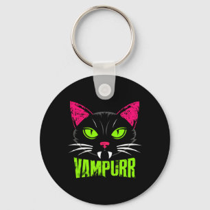 Mens Vampurr Cat Black Cat Halloween Spooky Keychain