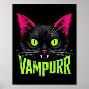 Mens Vampurr Cat Halloween Spooky Black Cat Poster