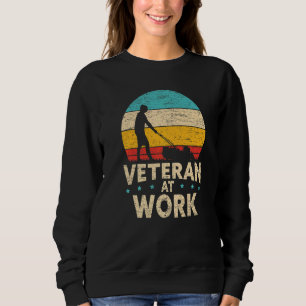 Mens Veteran At Work Mower Lawn Mowing Sweatshirt