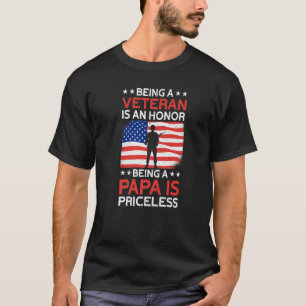 Mens Veteran Honour Papa Priceless Proud American  T-Shirt