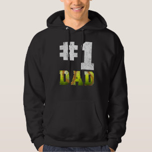 Mens Vintage 1 Dad Number One Softball Dad Father' Hoodie