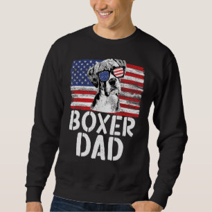Mens Vintage American Flag Boxer Dad Dog  For Fath Sweatshirt