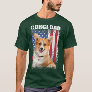 Mens Vintage American Flag Corgi Dad Dog Gift For T-Shirt