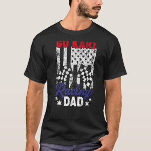 Mens Vintage American Flag Go Kart Racing Dad Fath T-Shirt