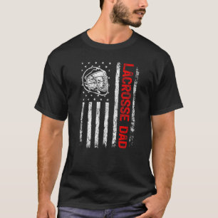 Mens Vintage American Flag Lax Helmet Lacrosse Dad T-Shirt