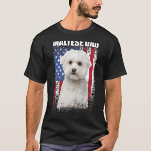 Mens Vintage American Flag Maltese Dad Dog  For Fa T-Shirt
