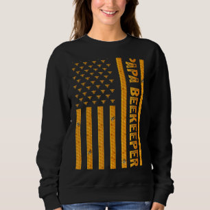 Mens Vintage American Flag Papa Beekeeper Fathers Sweatshirt