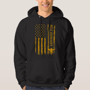 Mens Vintage American Flag Uncle Beekeeper Fathers Hoodie