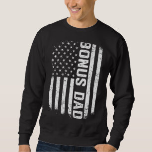 Mens Vintage American Us Flag Stepdad Bonus Daddy  Sweatshirt