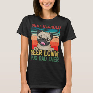 Mens Vintage Best Bearded Beer Lovin Pug Dad Fath T-Shirt