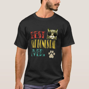 Mens Vintage Best Cat Bonus Dad Ever Bonus Dad Fun T-Shirt