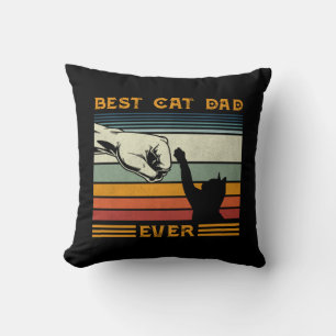 Mens Vintage Best Cat Dad Ever Bump Cat Lover Throw Pillow