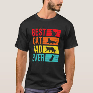 Mens Vintage Best Cat Dad Ever Retro Father's Day  T-Shirt