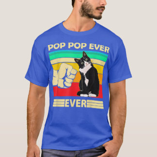 Mens Vintage Best Cat Pop Pop Ever Bump Fit Funny  T-Shirt