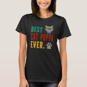 Mens Vintage Best Cat Poppa Ever Bump Fi Fathers D T-Shirt