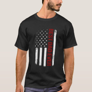 Mens Vintage Best Dad Ever American Flag Fathers D T-Shirt