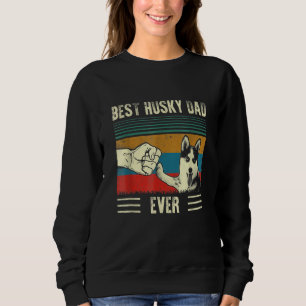 Mens Vintage Best Dog Dad Ever Siberian Husky Fath Sweatshirt