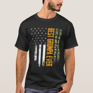 Mens Vintage Best Grumpa Ever Camo American Flag D T-Shirt