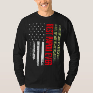Mens Vintage Best Papou Ever Camo American Flag Di T-Shirt