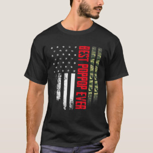 Mens Vintage Best Poppop Ever Camo American Flag D T-Shirt