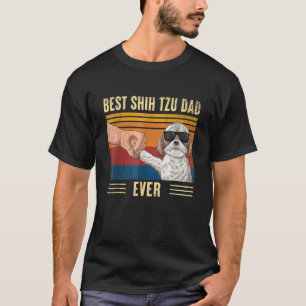 Mens Vintage Best Shih Tzu Dad Ever Fist Bump Dog T-Shirt