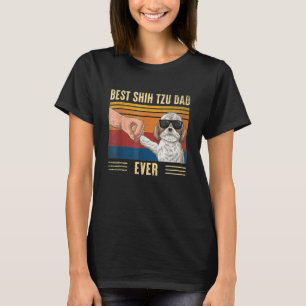 Mens Vintage Best Shih Tzu Dad Ever Fist Bump Dog  T-Shirt