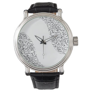 Men's Vintage Black Leather Strap Watch 