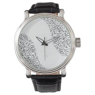 Men's Vintage Black Leather Strap Watch