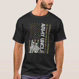 Mens Vintage Camouflage American Flag Army Uncle F T-Shirt