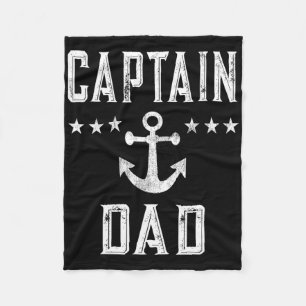 Mens Vintage Captain Dad Lake Boating Father's Day Fleece Blanket