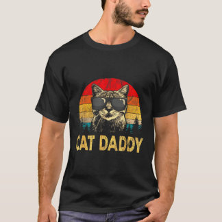 Mens Vintage Cat Daddy Fun Cat Lover Gift Cat Dad  T-Shirt