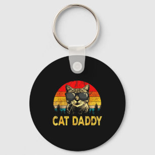 Mens Vintage Cat Daddy Funny Cat Lover Gift Cat Da Keychain