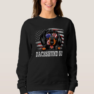 Mens Vintage Dachshund Dad American Flag Father's Sweatshirt