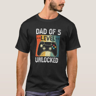 Mens Vintage Dad Of 5 Level Unlocked Pregnancy Ann T-Shirt
