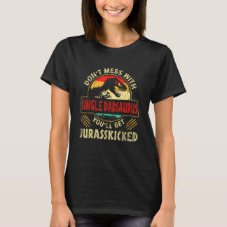 Mens Vintage Dinosaurs Single Dad Rex Saurus Famil T-Shirt