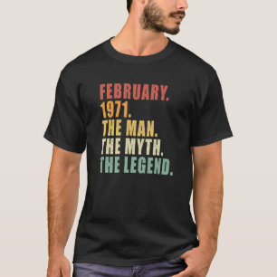 Mens Vintage February 1971 Retro 50 Years Old 50Th T-Shirt