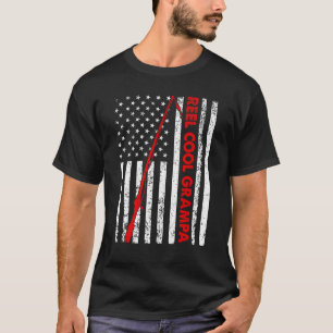 Mens Vintage Flag American Reel Cool Grampa Father T-Shirt