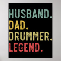 Mens Vintage Gift Shirt Husband Dad Drummer Legend