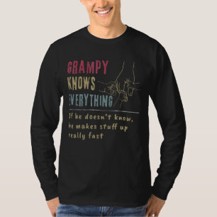 Mens Vintage Grampy Knows Everything Hand Holding T-Shirt