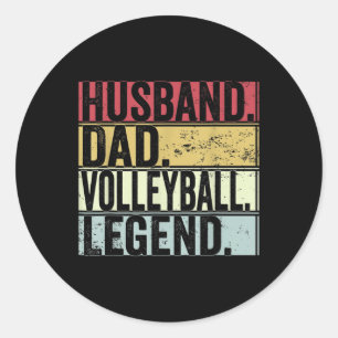 Mens Vintage Husband Dad Volleyball Legend Fun Fat Classic Round Sticker