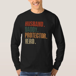 Mens Vintage Husband Daddy Protector Dad Hero Fat T-Shirt