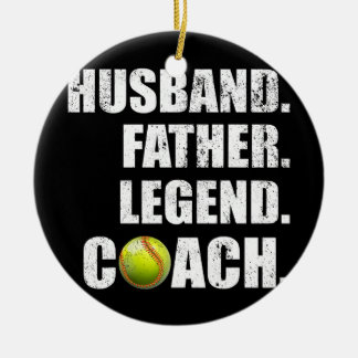 Mens Vintage Husband Father Legend Softball Coach Ceramic Ornament