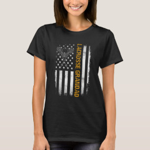 Mens Vintage Lacrosse Grandad Lax Grandad USA Flag T-Shirt