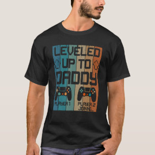 Mens Vintage Leveled Up To Daddy Soon To Be Dad F T-Shirt