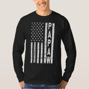 Mens Vintage Merica American Flag Papaw For Fathe T-Shirt