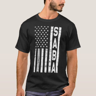 Mens Vintage Merica American Flag Saba For Father T-Shirt