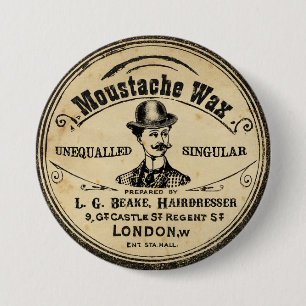 Mens Vintage Moustache Moustache Wax Pin Button