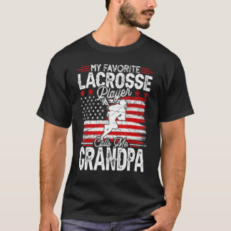 Mens Vintage My Favorite Lacrosse Player Calls Me  T-Shirt